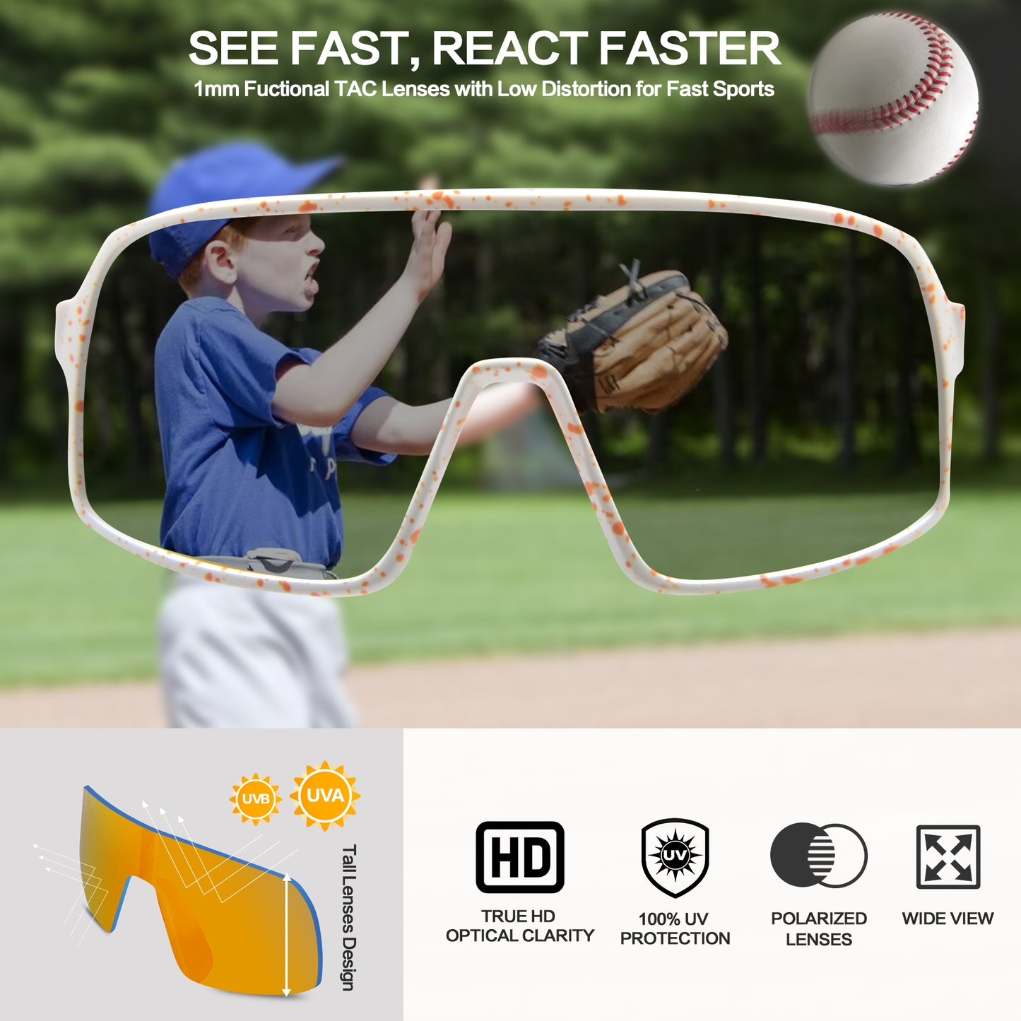 Kids Sports Cycling Sunglasses · Orange JF279