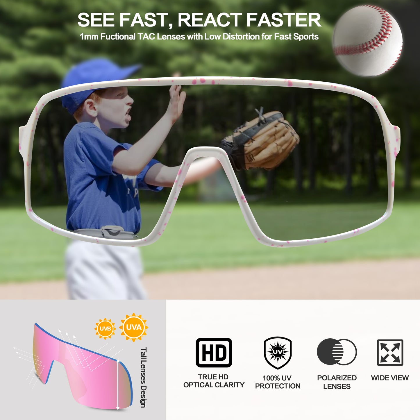 Cute Kids Sports Wraparound Sunglasses · Pink JF279