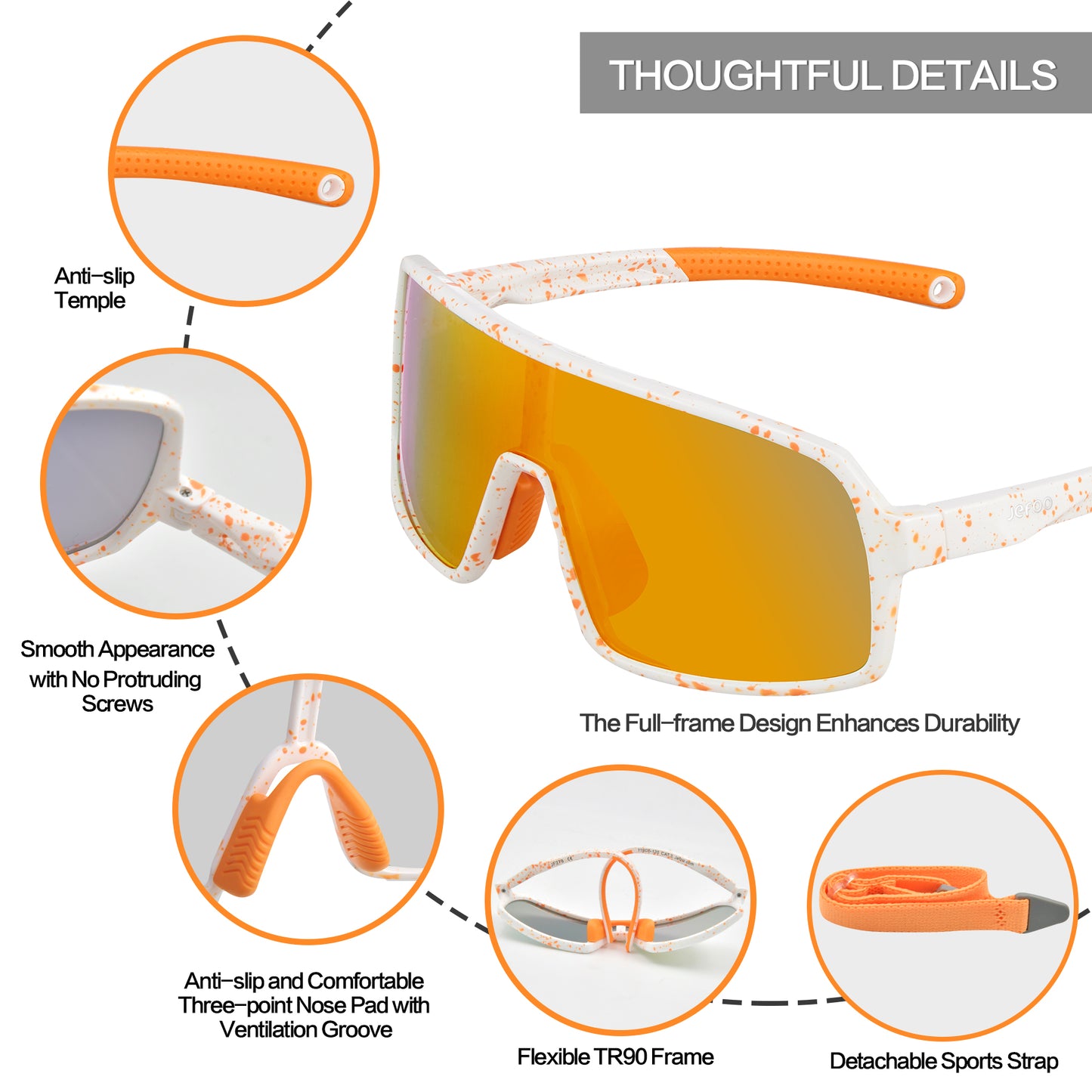 Kids Sports Cycling Sunglasses · Orange JF279