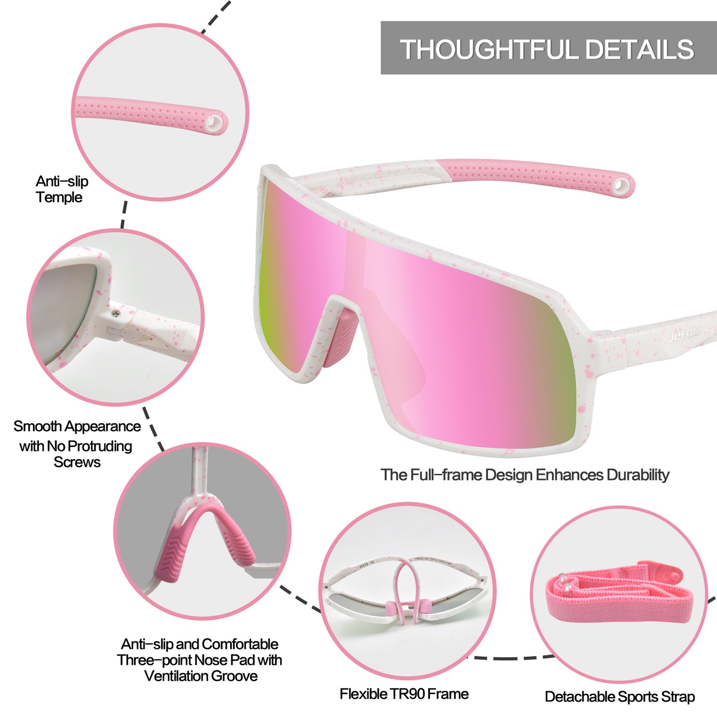 Cute Kids Sports Wraparound Sunglasses · Pink JF279