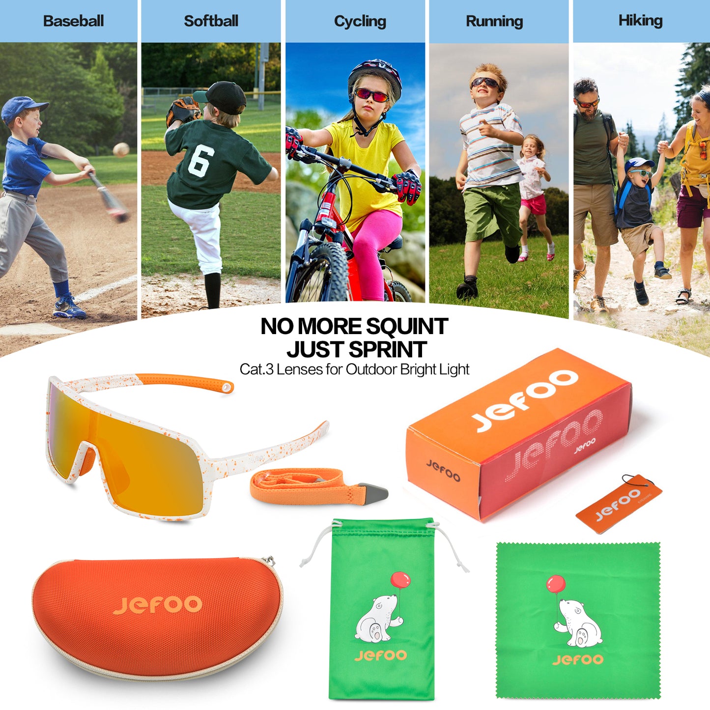 Kids Sports Cycling Sunglasses · Orange JF279