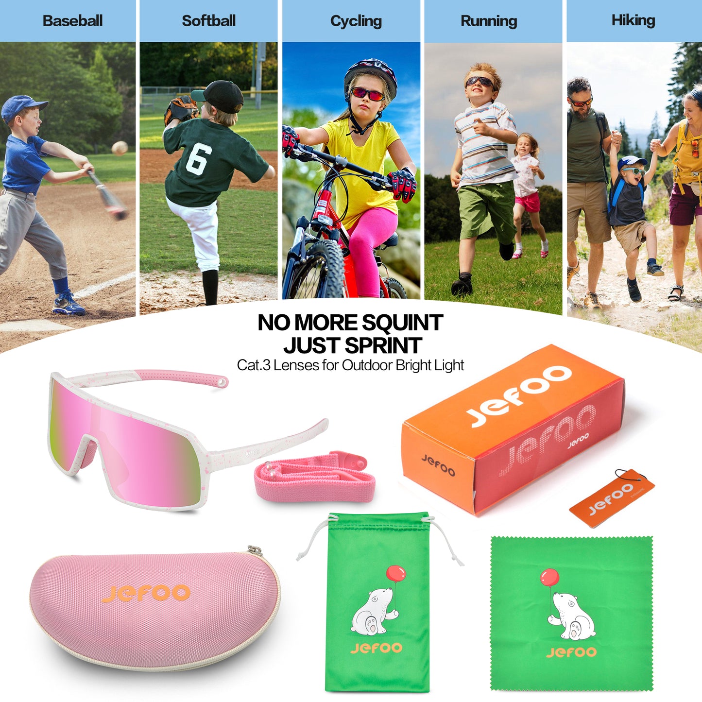 Cute Kids Sports Wraparound Sunglasses · Pink JF279