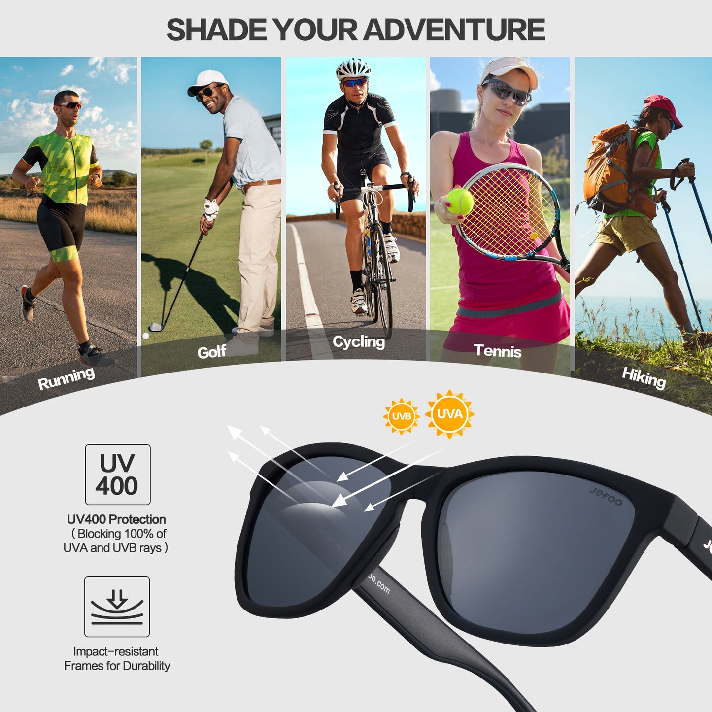 Square Running Sunglasses For Men And Women· Black Coca JF219