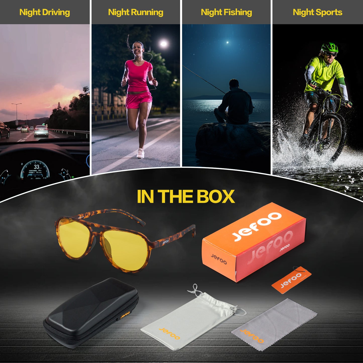 Sports Night Vision Aviator Glasses · Yellow Horizon JF119