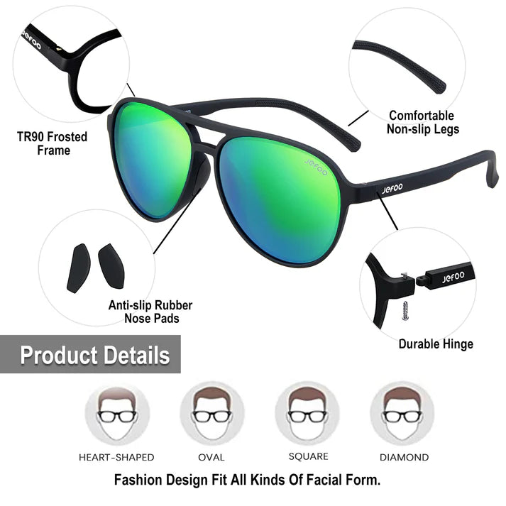 Advantages-of-JEFOO-Men-Aviator-Sunglasses-Moss-Green-JF119