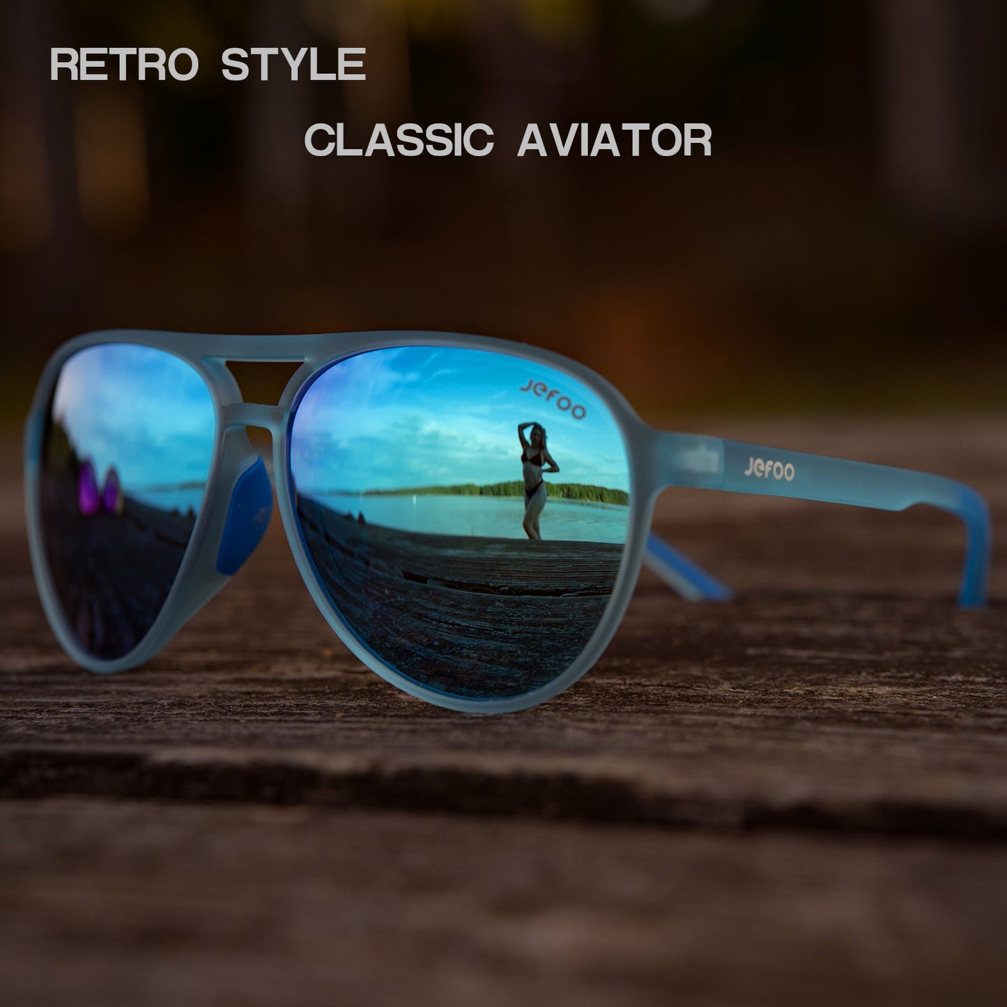 Chic Aviator Sunglasses · Sky Blue