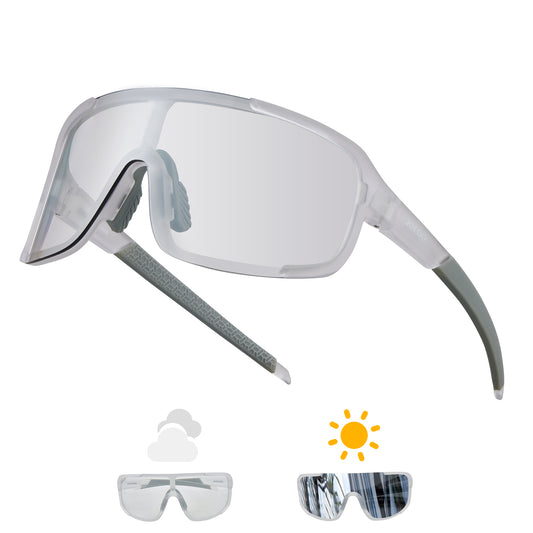 Photochromic Wrap Around Cycling Sunglasses · Mirrored Silver JF259