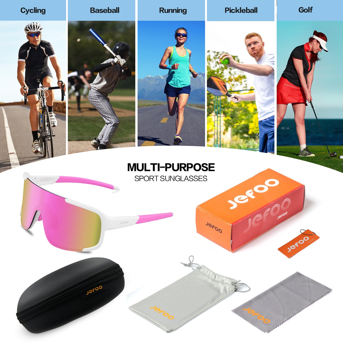 Stylish Sports Wraparound Sunglasses · Pink Spark JF259