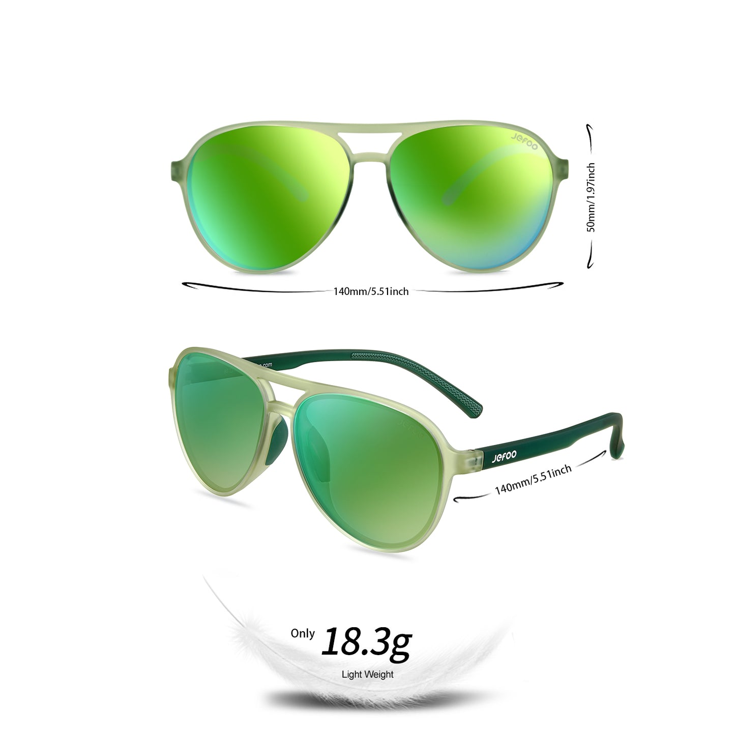 Polarized Green Sunglasses Emerald Aviator · Everglades Green JF119