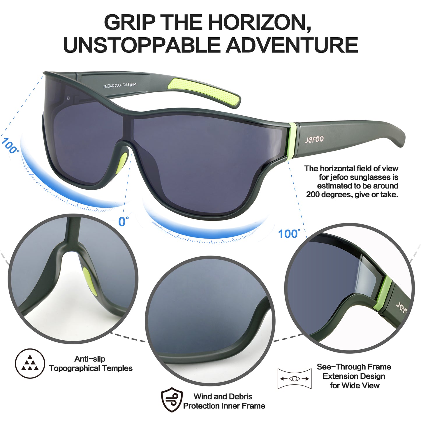 Oversized One-Lens Driving Sunglasses · Matcha JF269