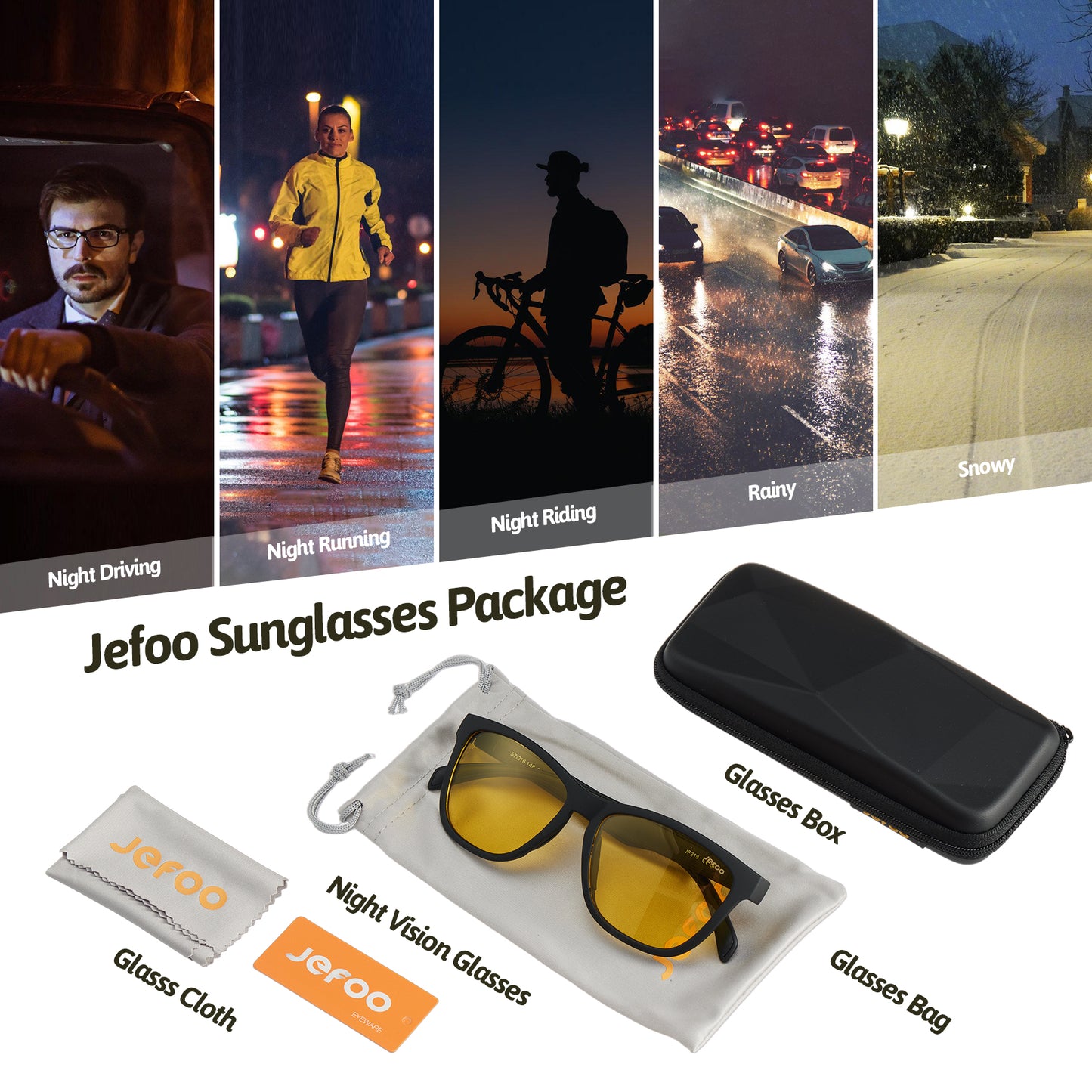 Photochromic Square Night Vision Sunglasses · Decent Black JF219