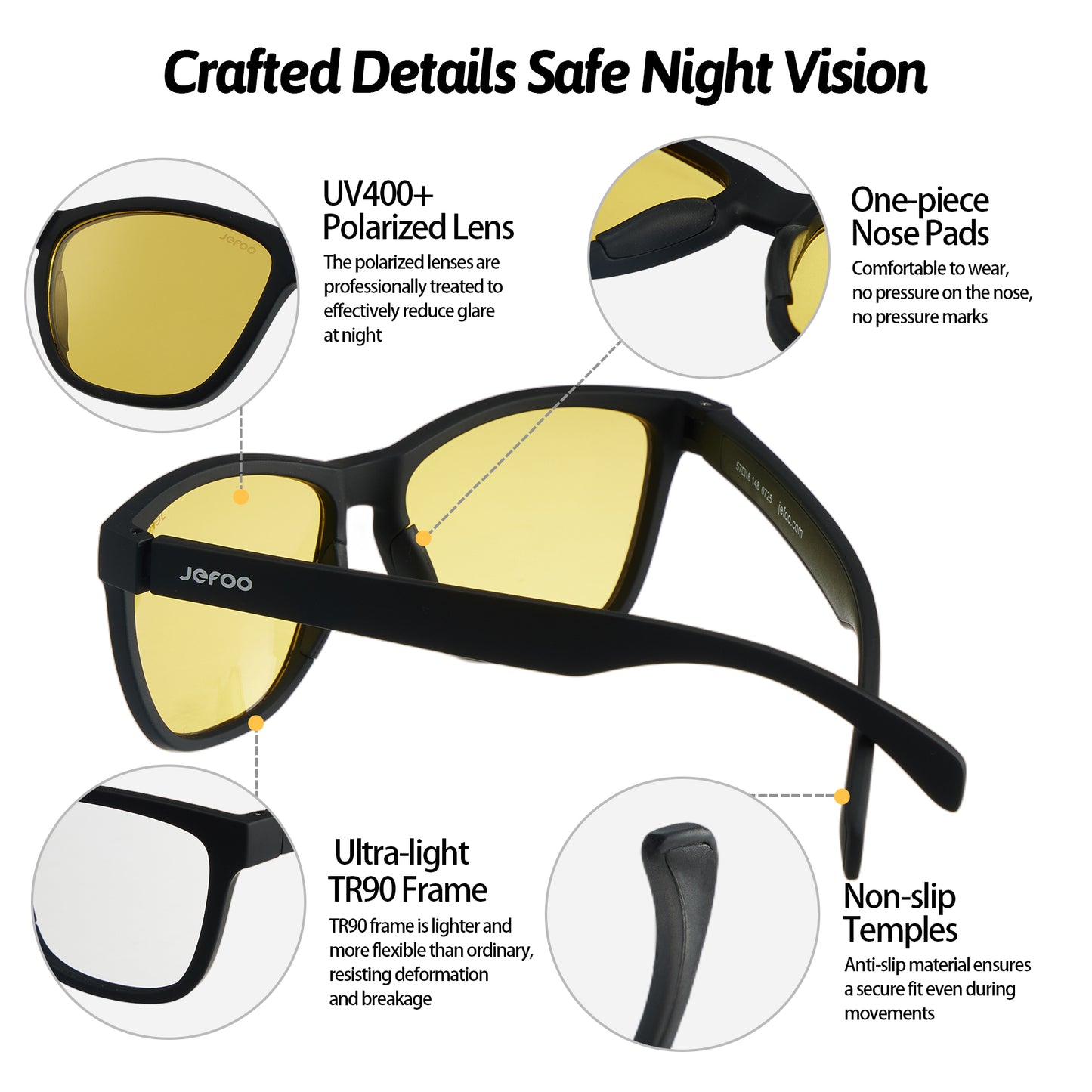 Photochromic Square Night Vision Sunglasses · Decent Black JF219