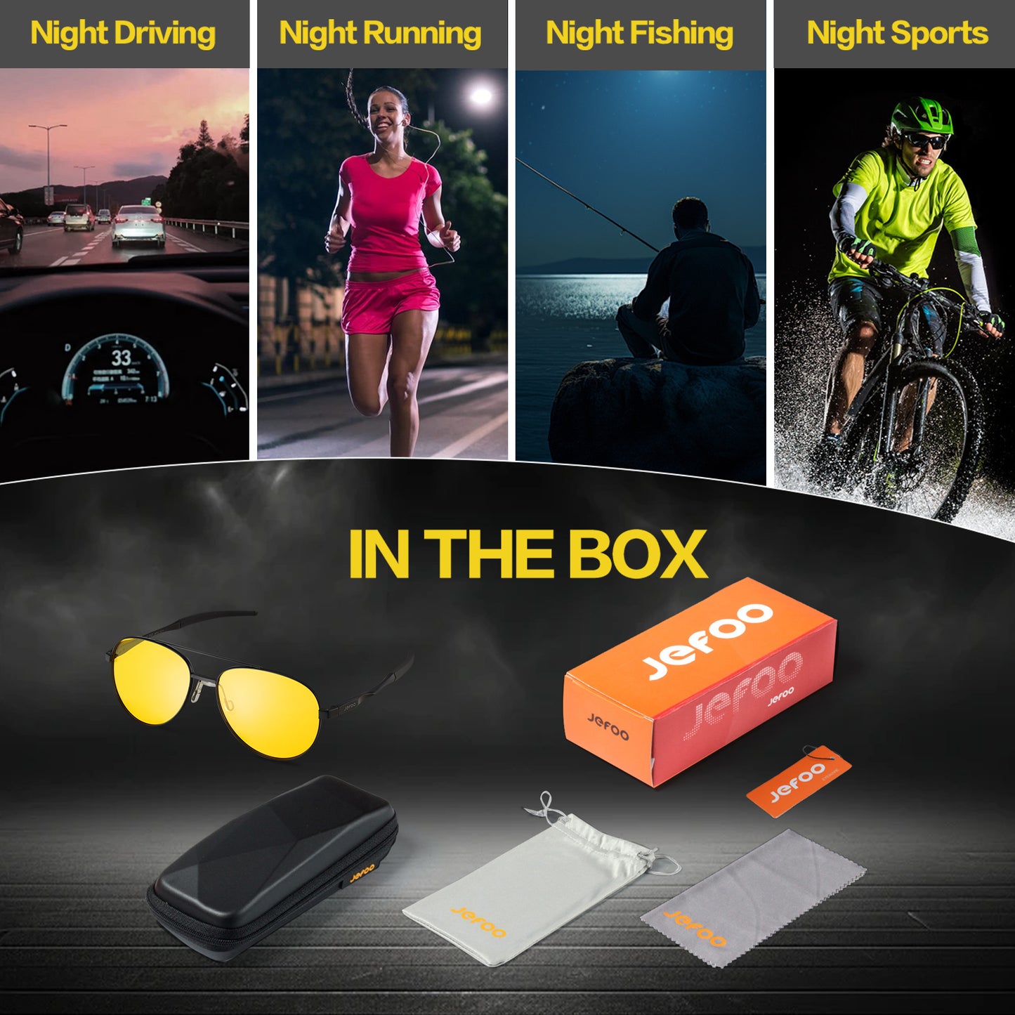 Metallic Driving Aviator Night Vision Glasses · Nox Gray JF119