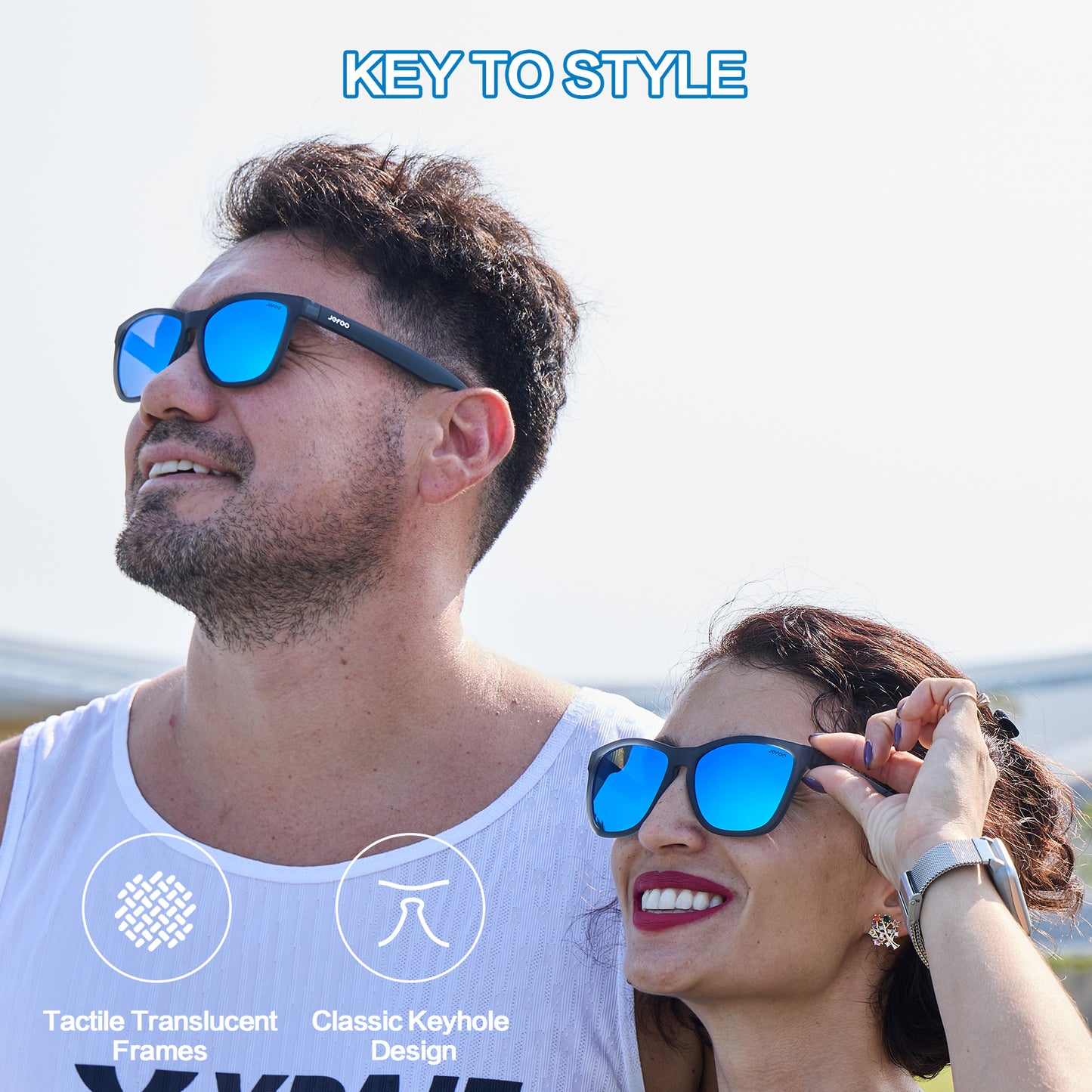 Polarized Running Square Sunglasses · Misty Blue JF219