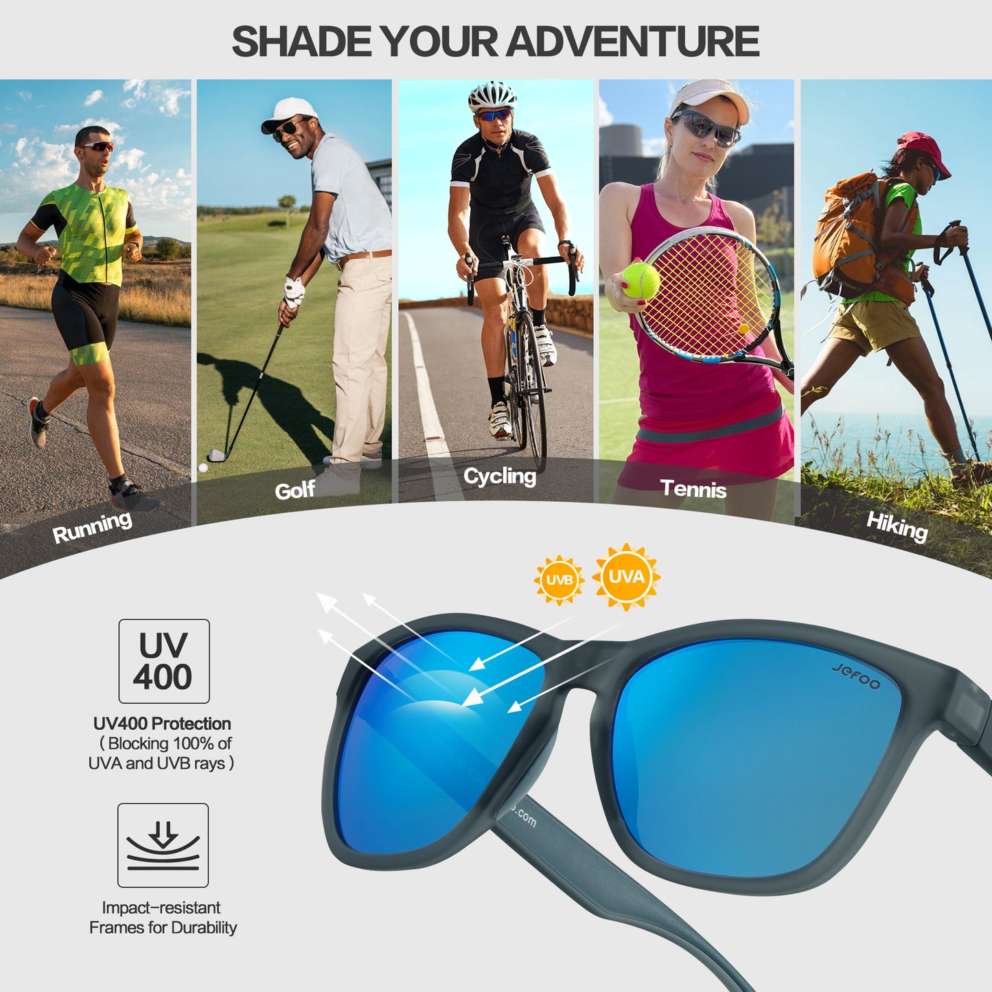 Polarized Running Square Sunglasses · Misty Blue JF219