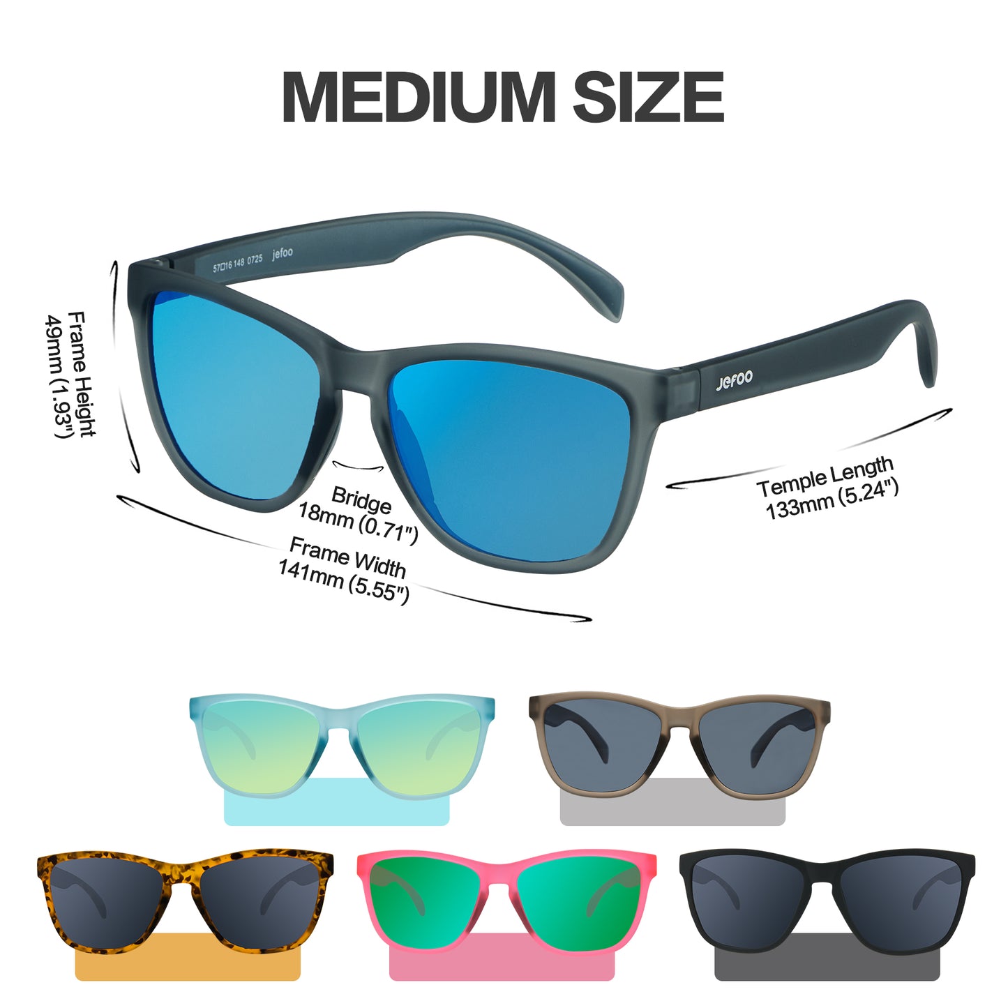 Polarized Running Square Sunglasses · Misty Blue JF219