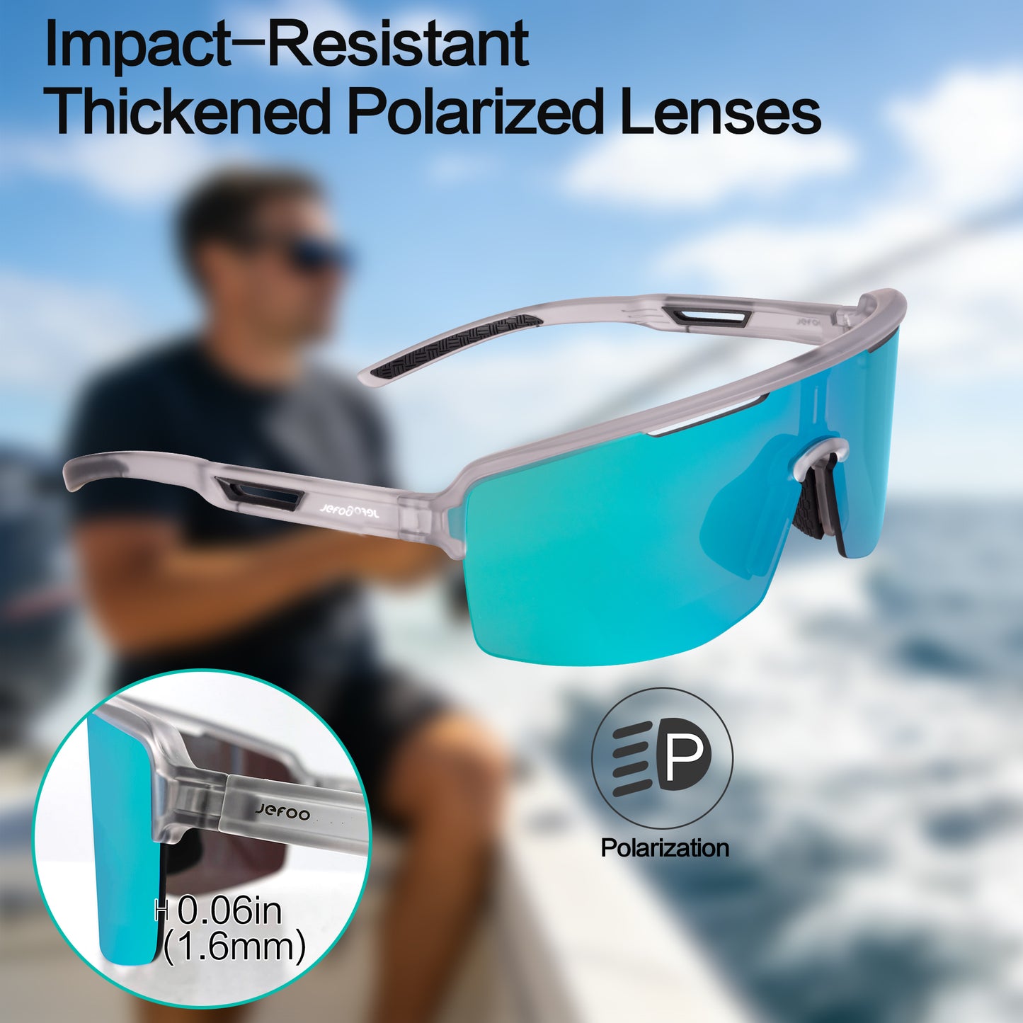 Fishing Polarized Wraparound Sunglasses · Surf Blue JF329