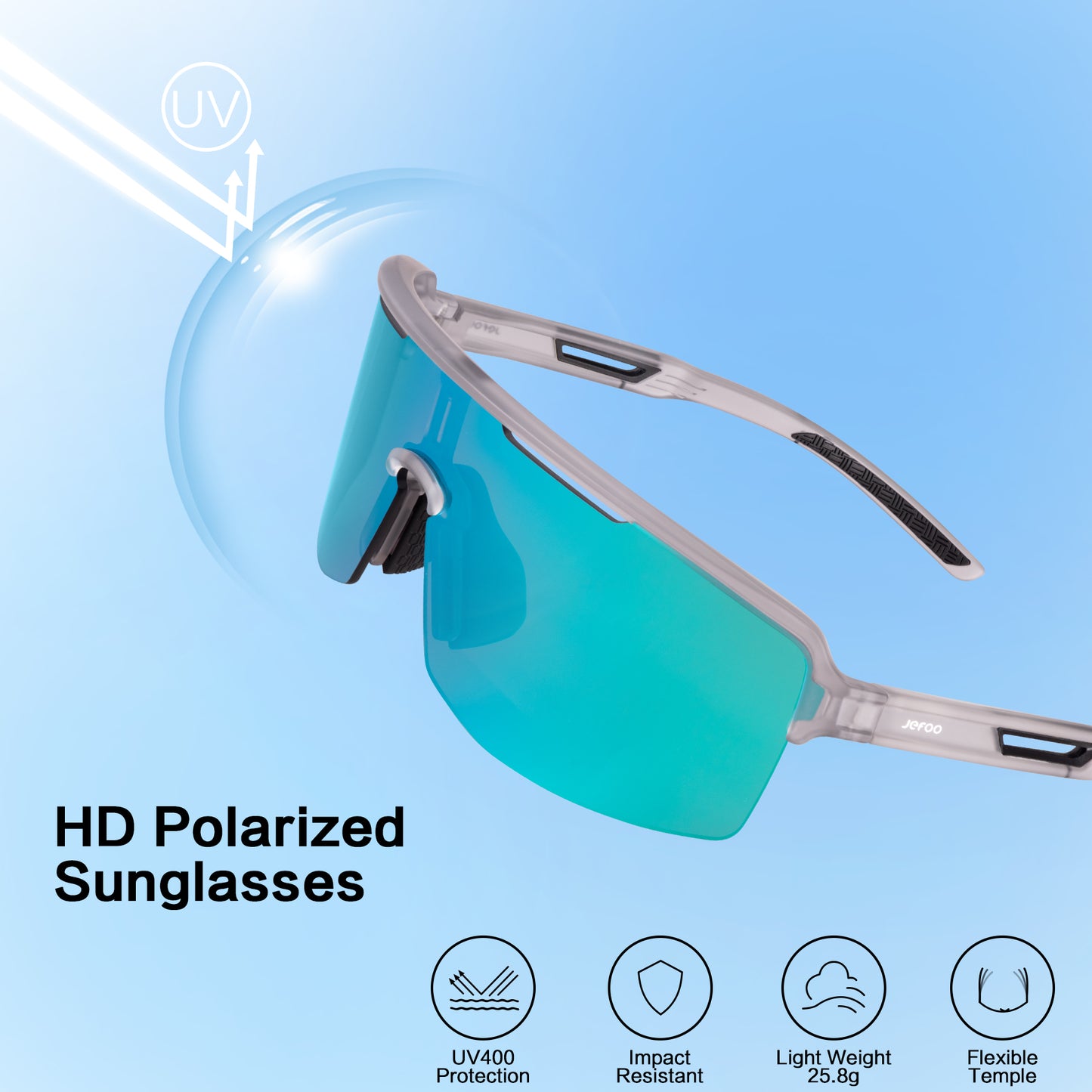 Fishing Polarized Wraparound Sunglasses · Surf Blue JF329