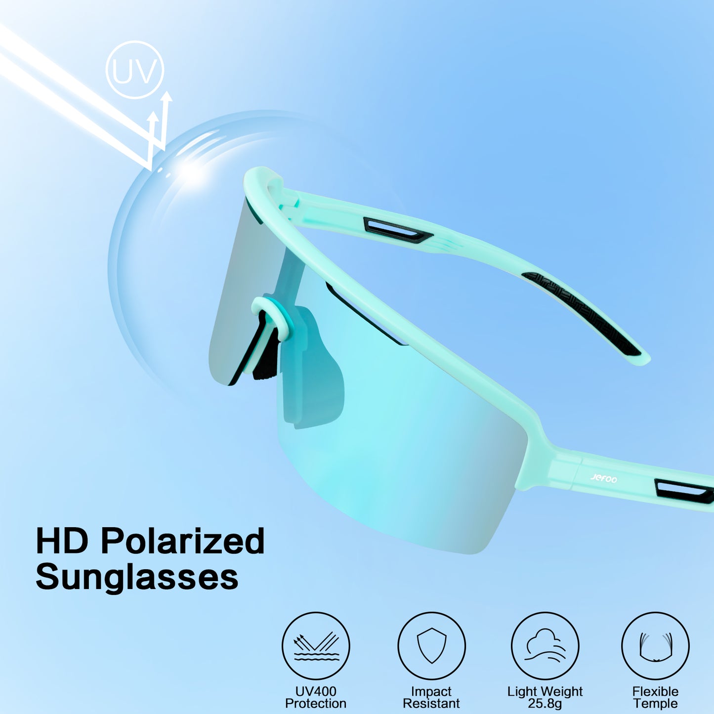 Baseball Polarized Wraparound Sunglasses · Tec Blue JF329