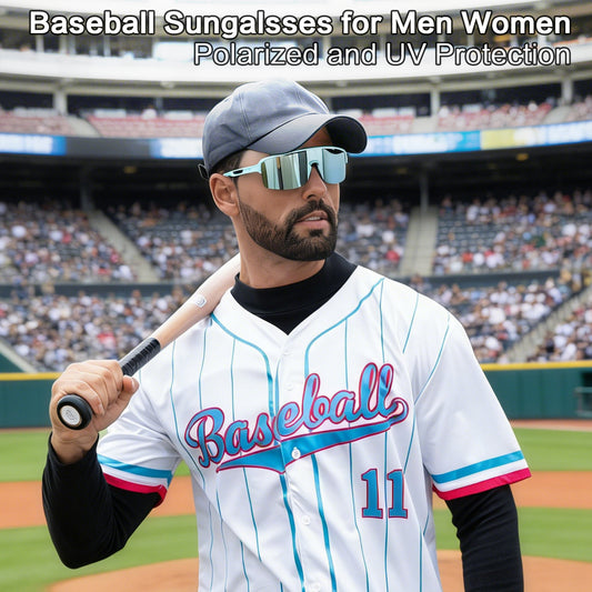 Baseball Polarized Wraparound Sunglasses · Tec Blue JF329