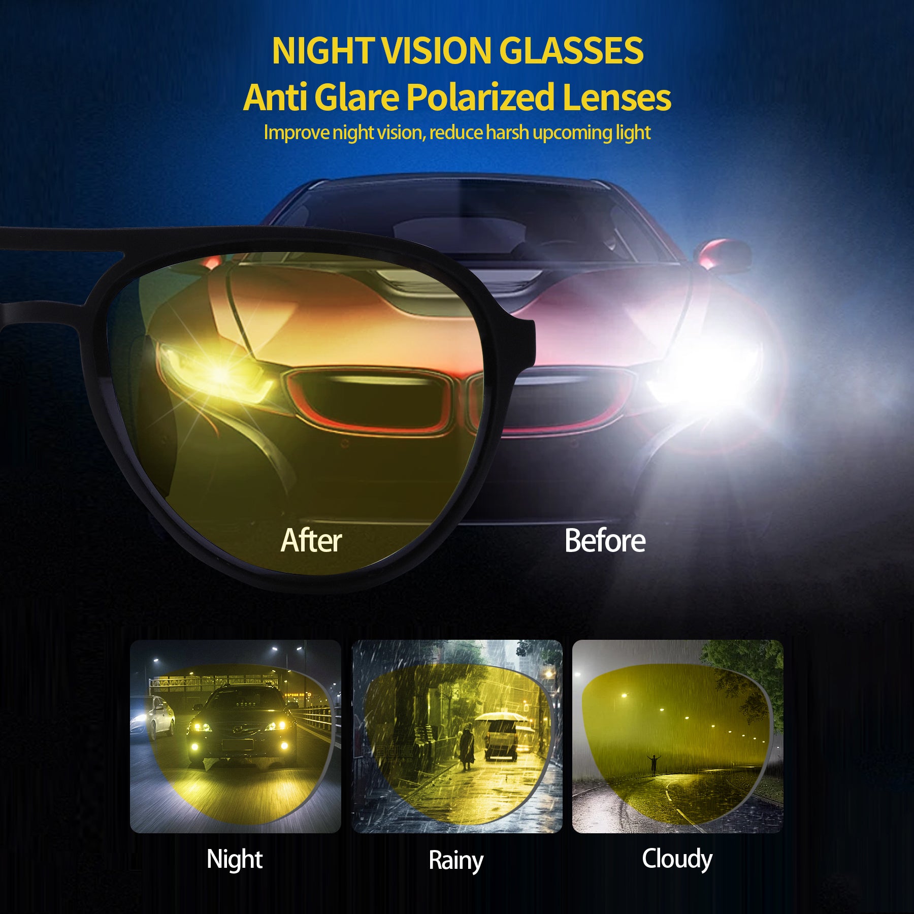 Anti Reflective Top 10 Night Driving Glasses Aviator Night Vision