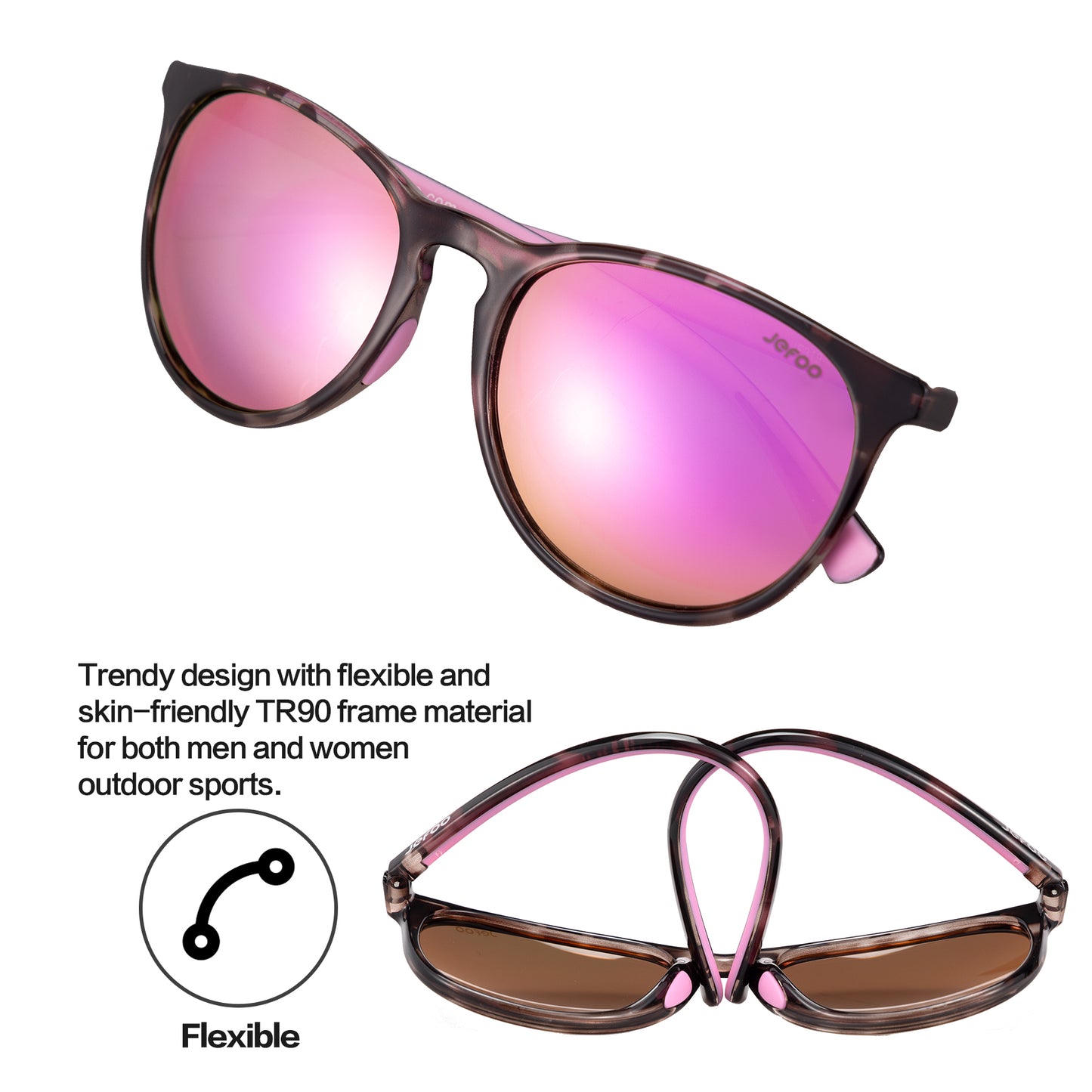 Stylish Polarized Oval Sunglasses ·  Blossom Pink JF319