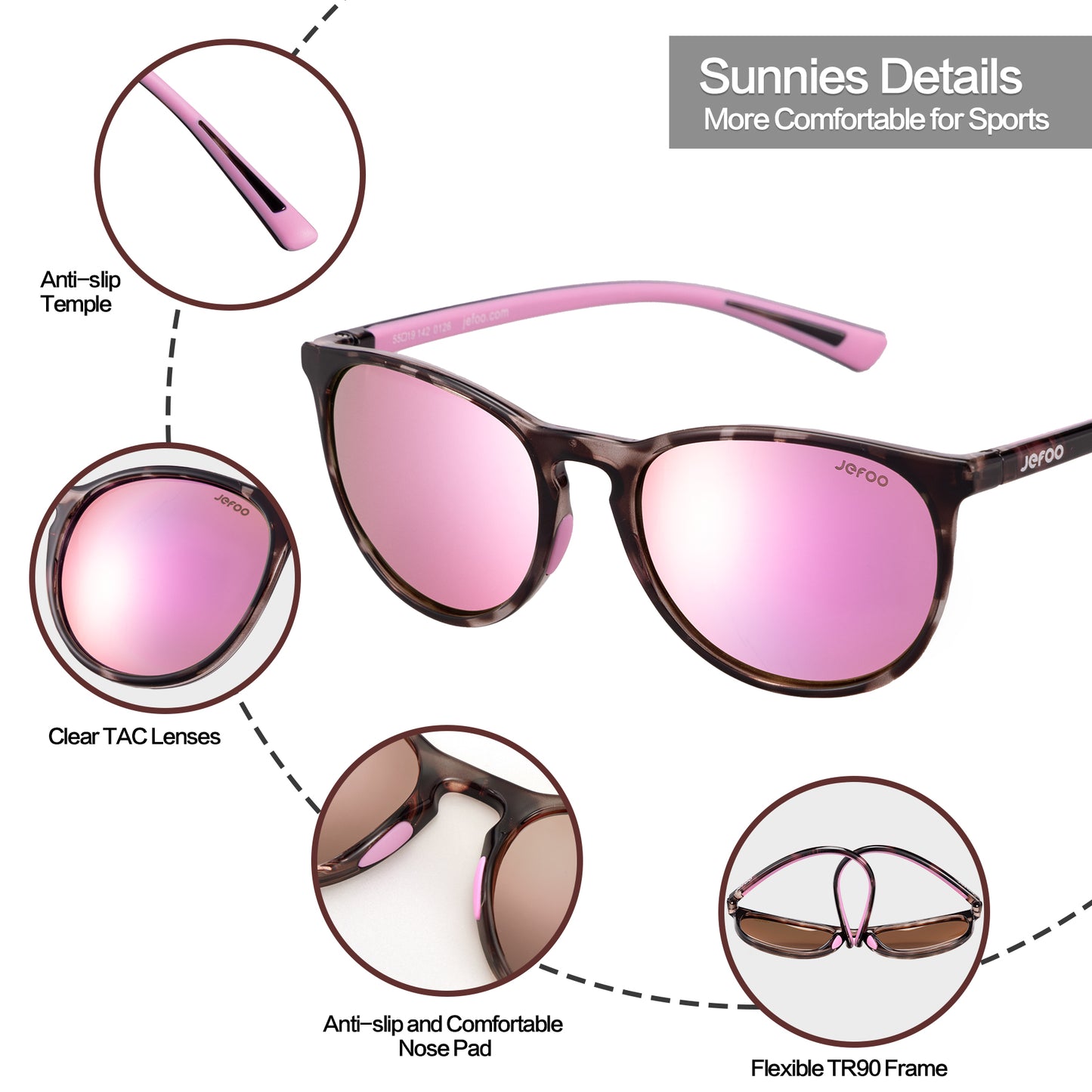 Stylish Polarized Oval Sunglasses ·  Blossom Pink JF319