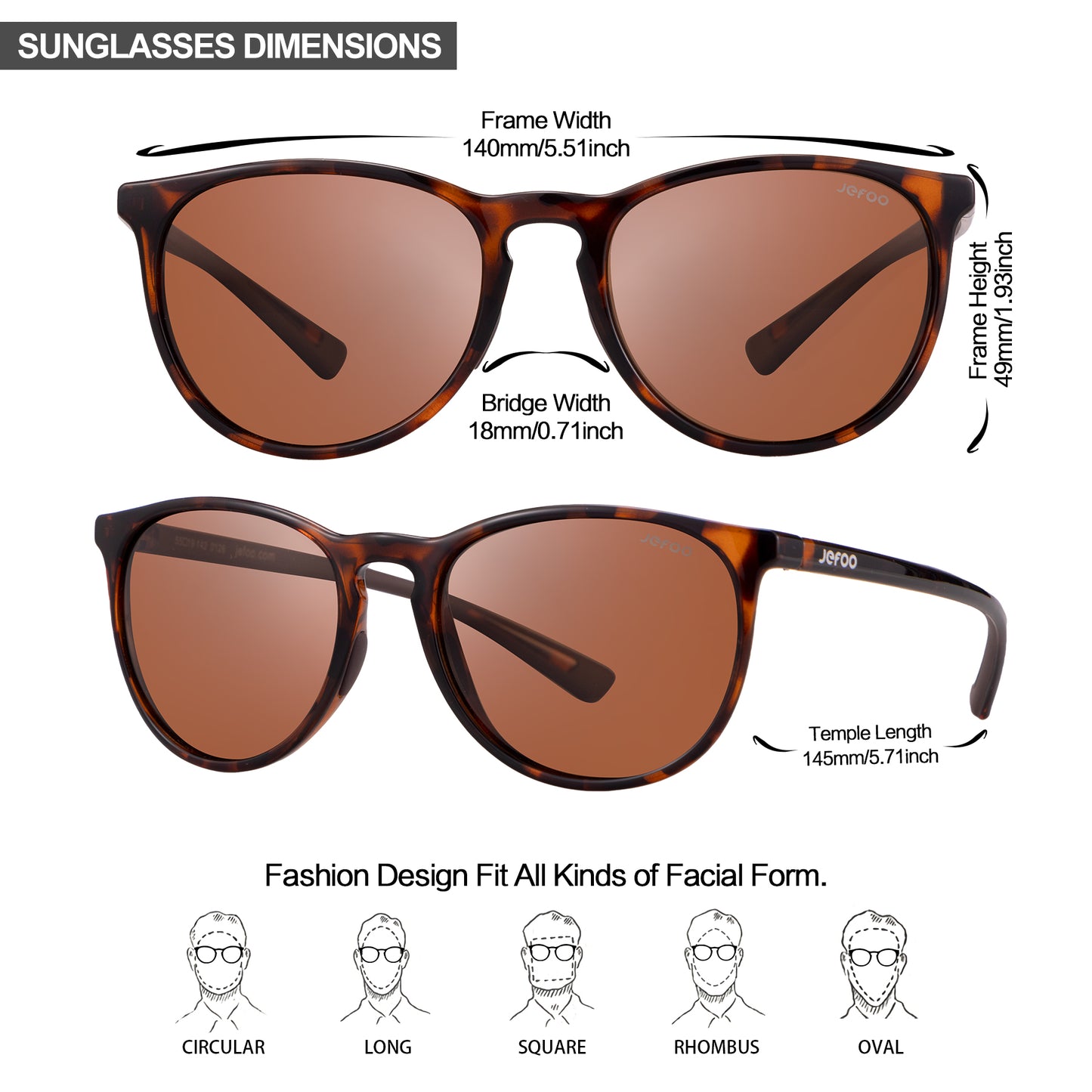 Fashion Polarized Oval Sunglasses For Women And Men · Classic Tortoise JF319