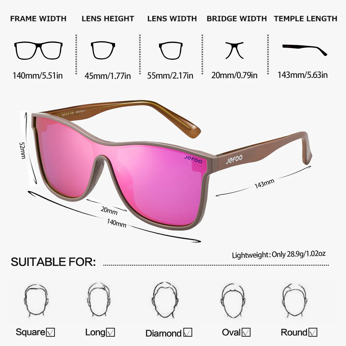 Cute One Lens Sunglasses Aurora Pink JF189 JEFOO cute-one-lens-sunglasses-aurora-pink-jf189-jefoo