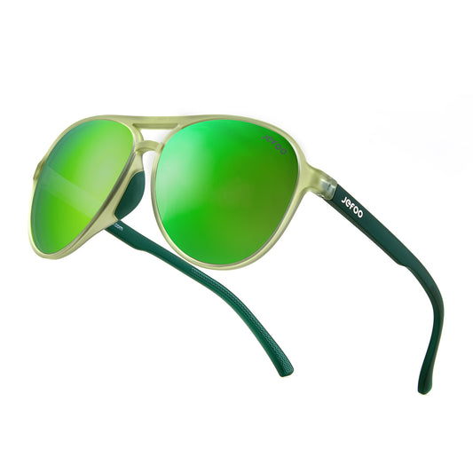 Polarized Green Sunglasses Emerald Aviator · Everglades Green JF119