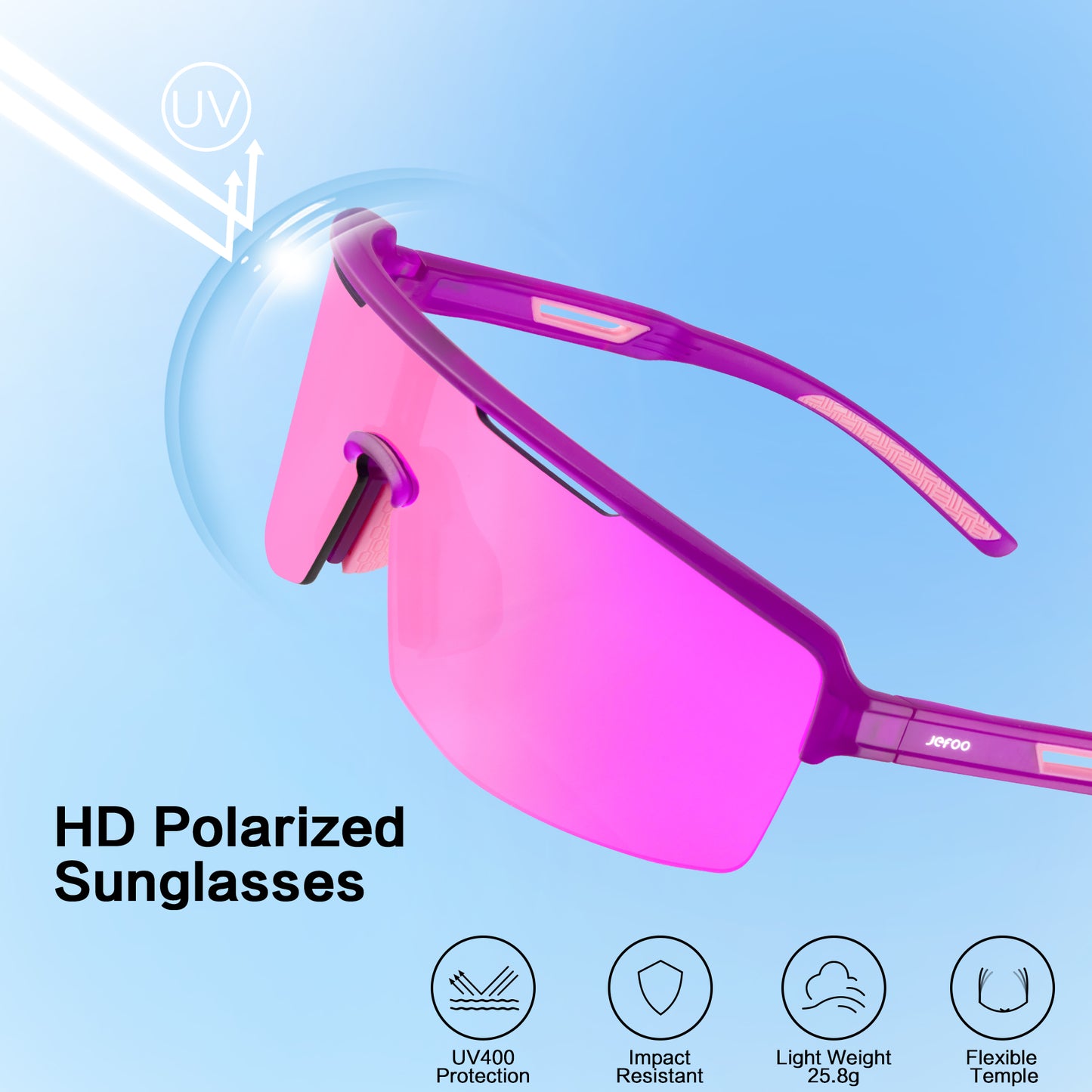 Cycling Polarized Wraparound Sunglasses · Crush Pink JF329
