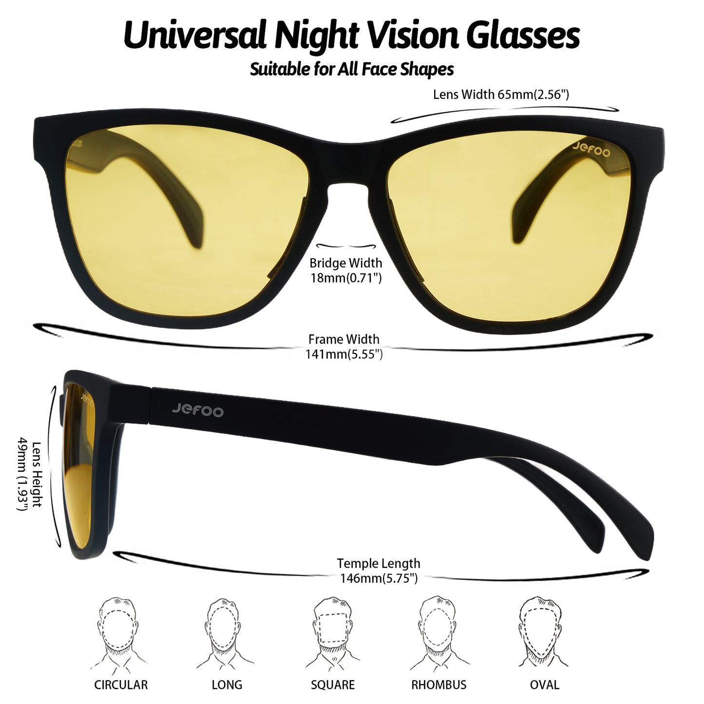 Photochromic Square Night Vision Sunglasses · Decent Black JF219