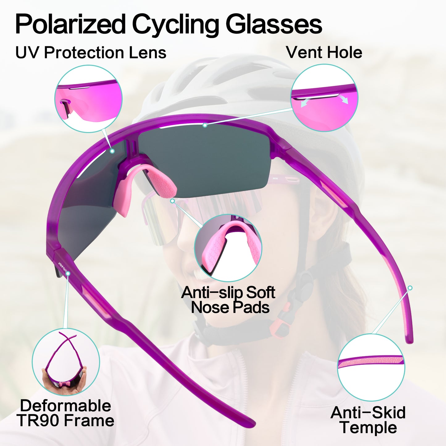 Cycling Polarized Wraparound Sunglasses · Crush Pink JF329