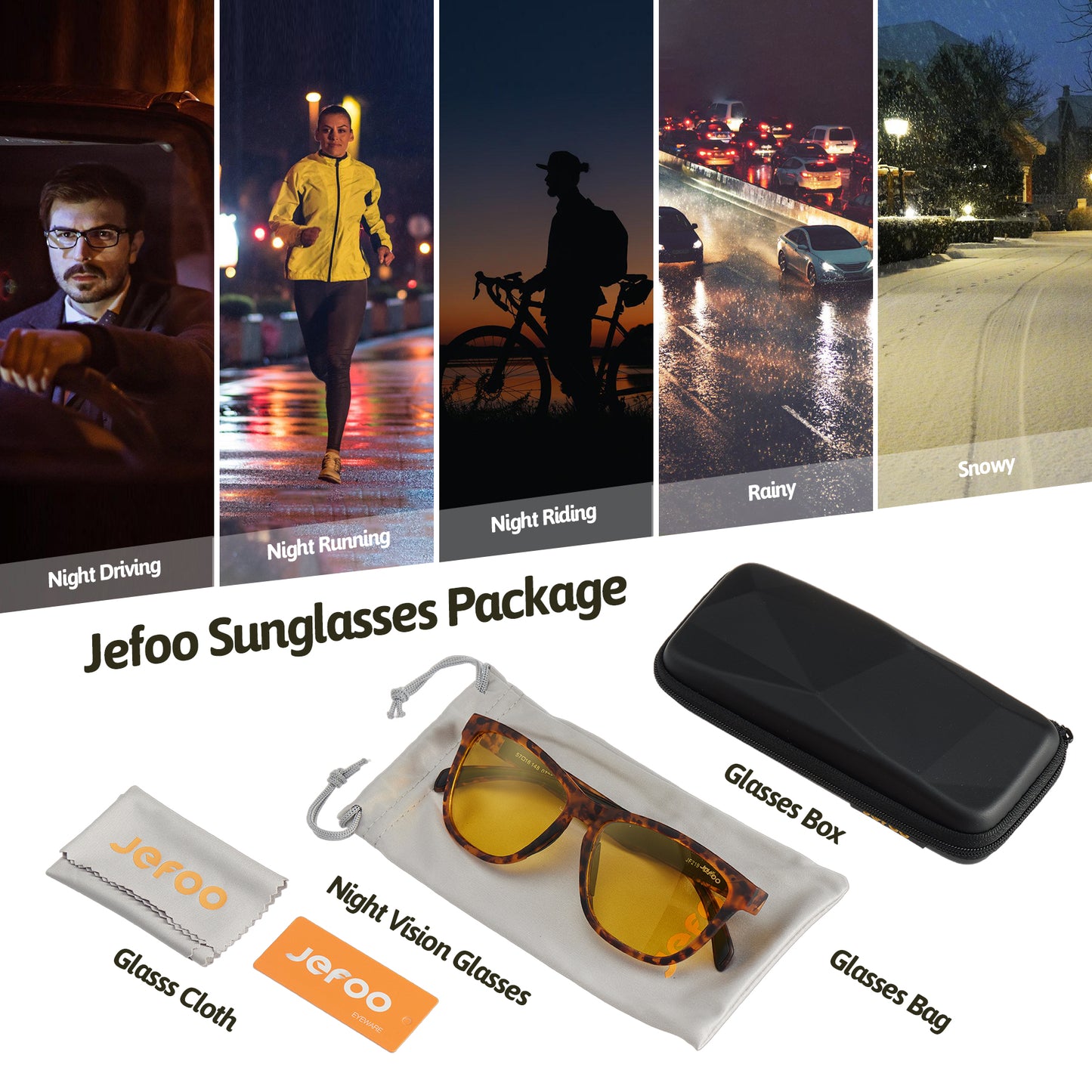 Photochromic Square Night Vision Glasses · Classic Tortoise JF219