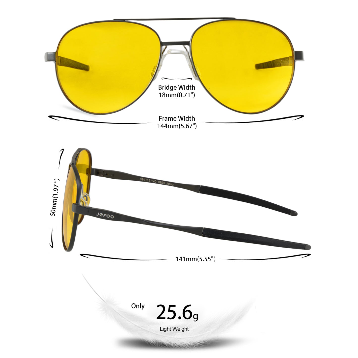 Metal Frame Aviator Night Vision Glasses For Driving · Nyx Black JF119