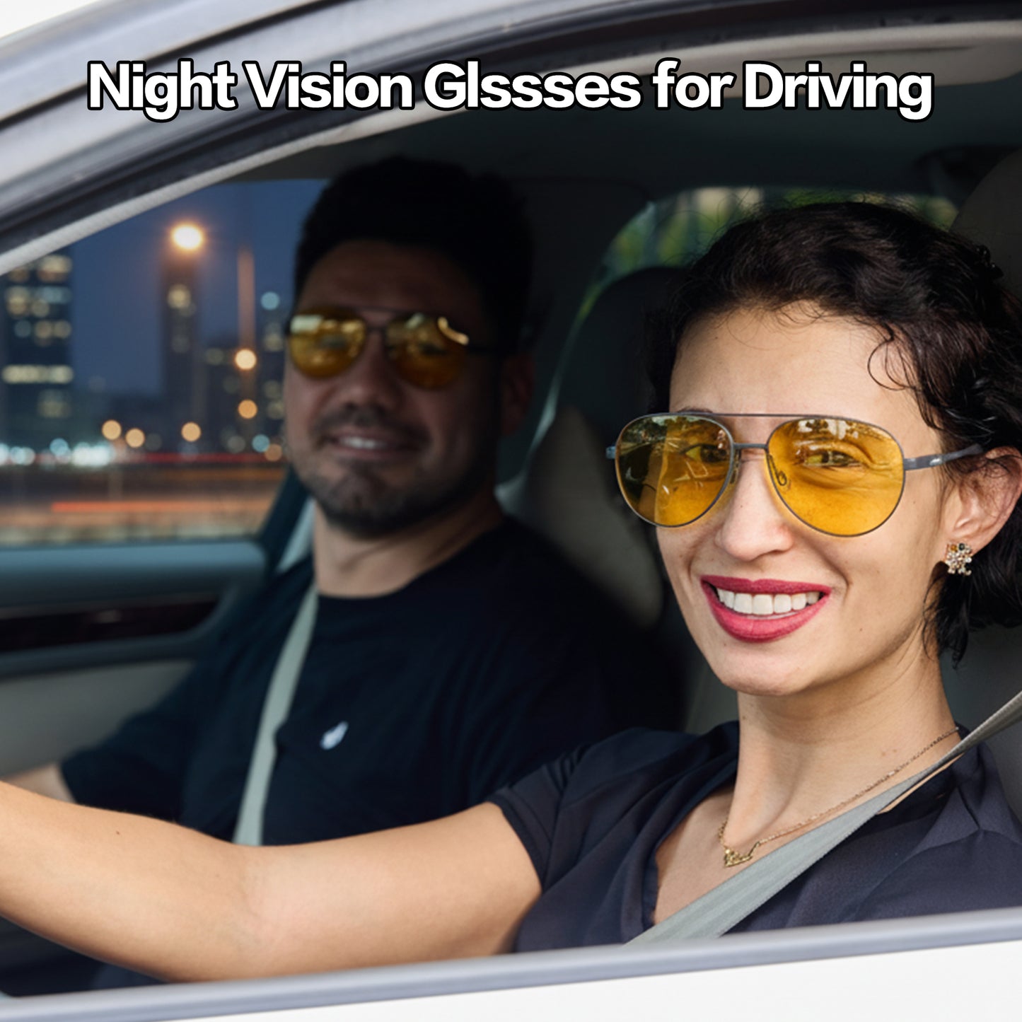 Metal Frame Aviator Night Vision Glasses For Driving · Nyx Black JF119