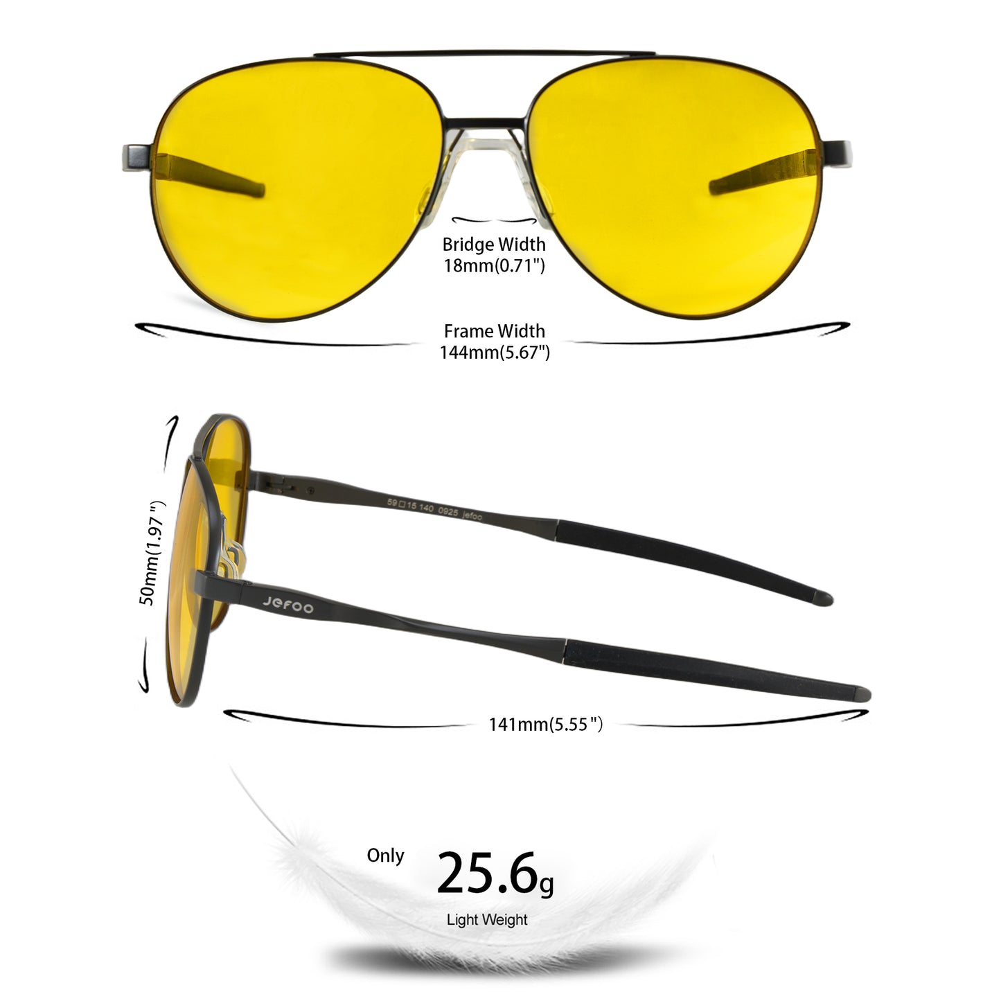 Metallic Driving Aviator Night Vision Glasses · Nox Gray JF119