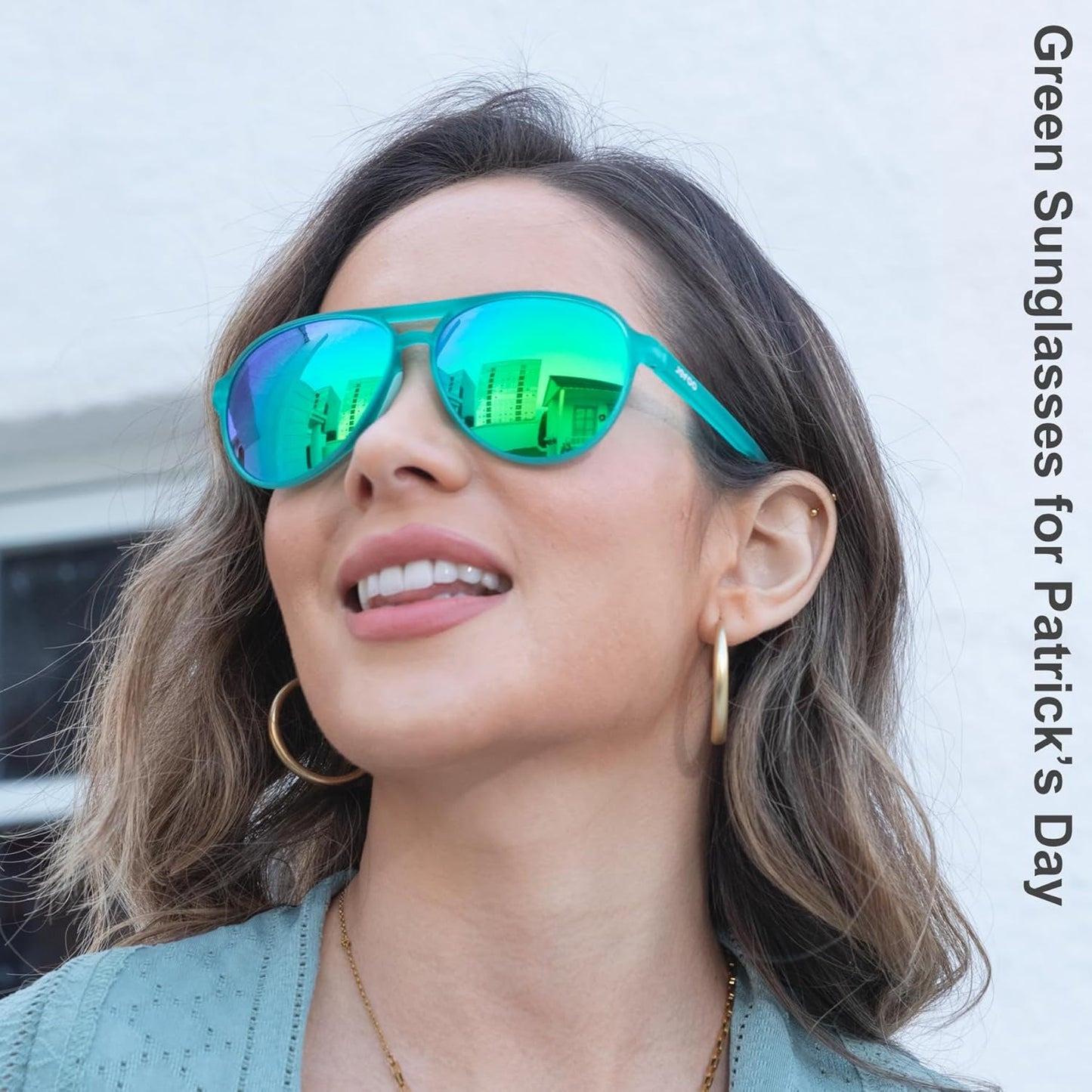 Polarized Sports Aviator Sunglasses · Lake Tahoe Green JF119