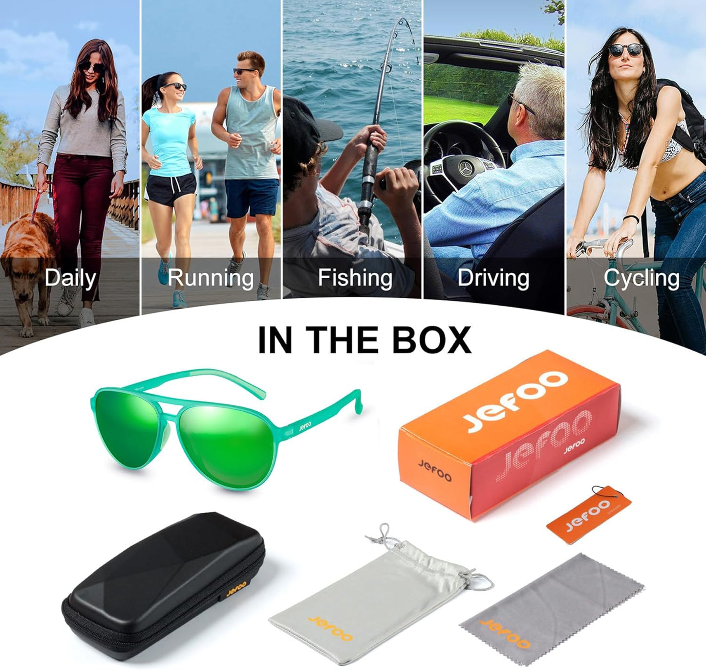 Polarized Sports Aviator Sunglasses · Lake Tahoe Green JF119